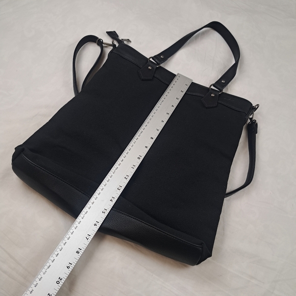 Dolls Kill Widow Shadow Bloom Floral Embroidered Cross-Stitch Black Tote Bag - Picture 10 of 12